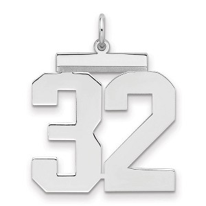 Black Bow Jewelry Sterling Silver, Athletic Collection, Large Polished Number 32 Pendant - 1 of 3