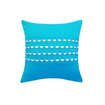 17" x 17" Woven Cord Patio Throw Pillow Aqua - Edie@Home