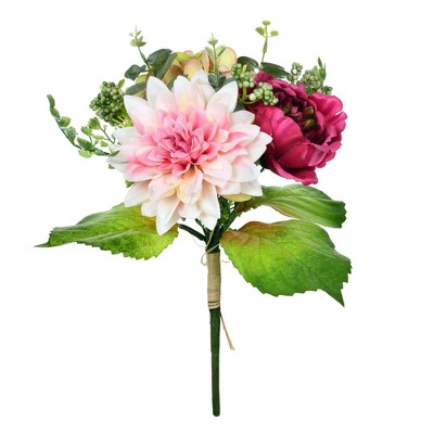 Vickerman 14"  Artificial Mixed Fall Peony Hydrangea Bush.