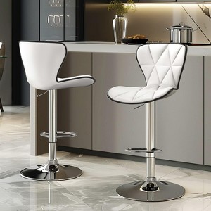 NicBex Set of 2 PU Leather Bar Stools,Swivel Adjustable Counter Height Barstools with Back for Dining Room,Kitchen,Counter,White - 1 of 4