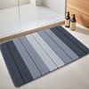 Unique Bargains 2Pcs Plush Gradient Striped Microfiber Shaggy Bathroom Mat - 2 of 4