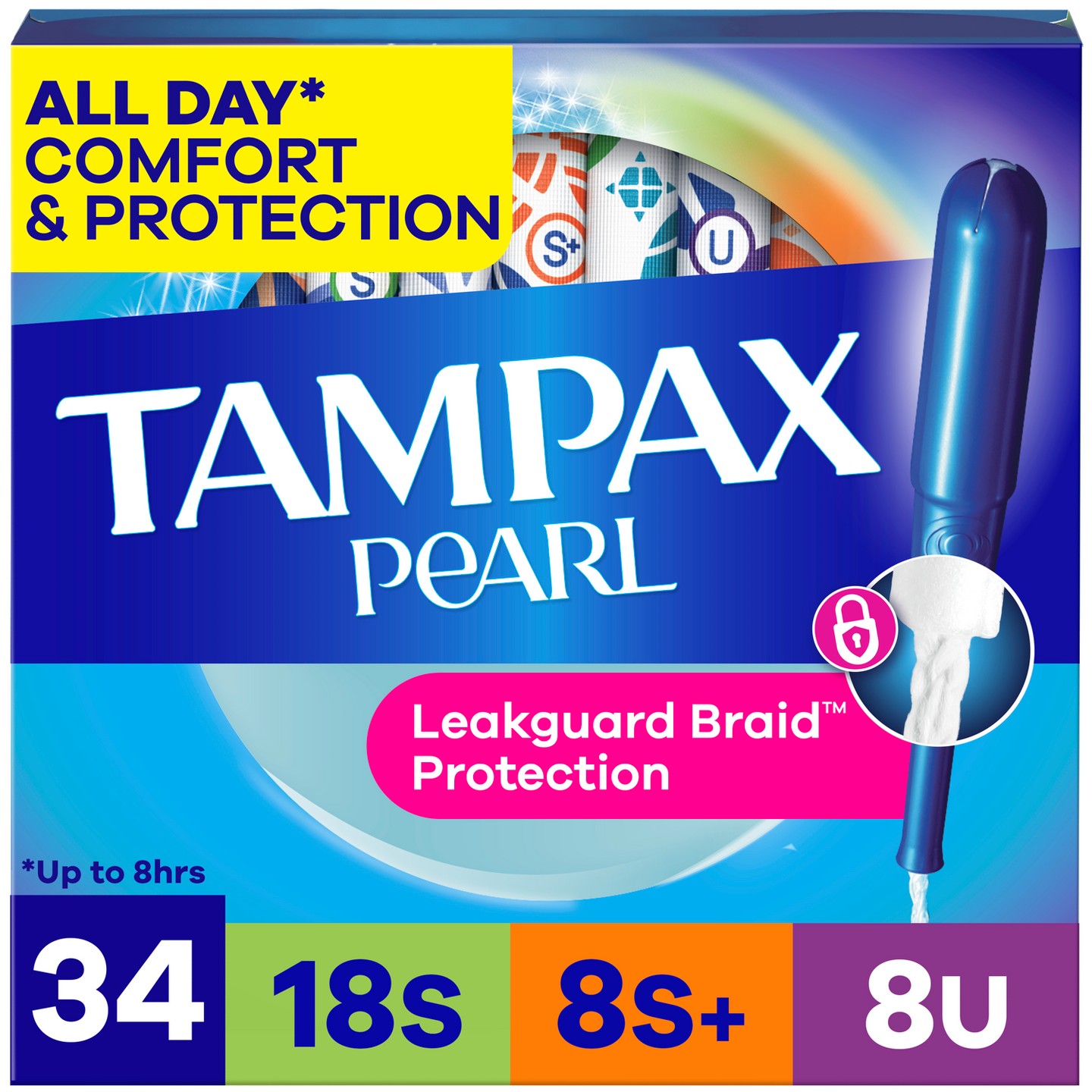 Tampax Pearl Triple Pack with Super/Super Plus/Ultra Absorbency Unscented Plastic Tampons - 34ct — фото 1