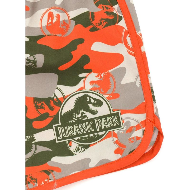 Jurassic Park T-Rex Toddler Boys UPF 50+ Rash Guard Twill Swim Trunks Outfit Set Logo Green 2T, 4 of 5