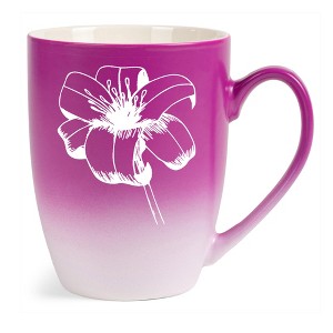 Elanze Designs Botanical Floral Nature Coffee Cup Mug 12 Ounce Ceramic With Ombre Gradient Elegant Minimalist Daylily Flower Silhouette Pink and White - 1 of 4