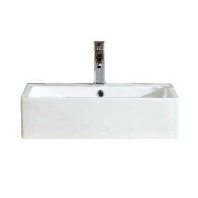 Imperial White Rectangular Ceramic Vessel Sink with Overflow