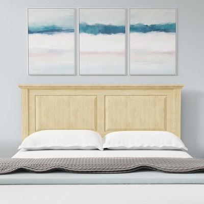 Natural Pine Wood Full/Queen Panel Headboard with Molded Details