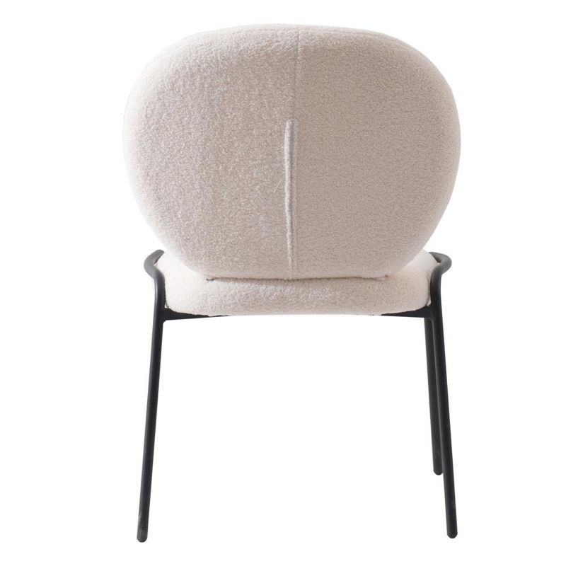 LeisureMod Celestial Modern Dining Chair in Upholstered Cotton Boucle with Black Iron Frame, 5 of 6