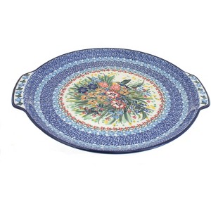 Blue Rose Polish Pottery 151 Ceramika Artystyczna Round Serving Tray with Handles - 1 of 1