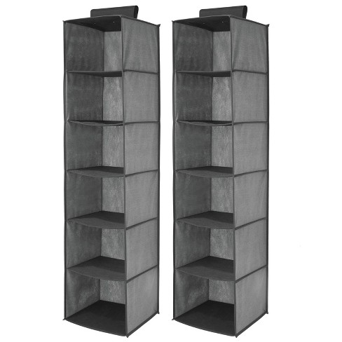 Dark Gray 6 Shelves mDesign Long Fabric Over Closet Rod Hanging Organizer