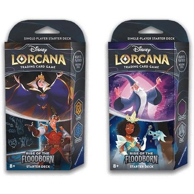 Ravensburger Starter Decks: Both Amber & Sapphire (Gaston & Snow White) and Amethyst & Steel (Merlin & Tiana) (2 Decks) for Lorcana TCG: Rise of The