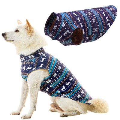 Gooby Stretch Fleece Vest Dog Sweater Deer Blue, Small