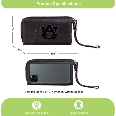 Evergreen NCAA Auburn Tigers Black Leather Women's Wristlet Wallet Officially Licensed with Gift Box