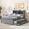 Streamdale Full Size platform bed with trundle, drawers and USB plugs, Gray - 4 of 4
