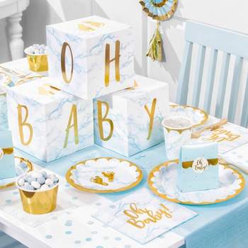 Baby Shower Marble Party Supplies Collection Blue