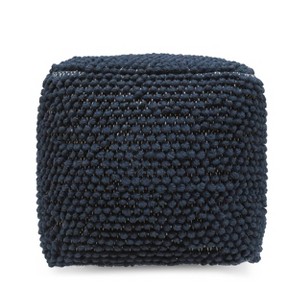 Christopher Knight Home Cube Stekar Boho Handcrafted Tufted Fabric Pouf Navy Blue : Wool Upholstered, Spot Clean, No Assembly Required - 1 of 4