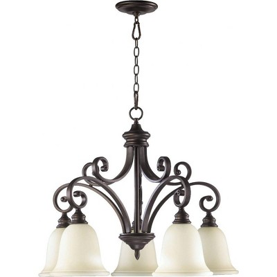 Quorum Lighting Bryant 5-Light Nook Pendant, Oiled Bronze, 30 Width, 23.75 Height