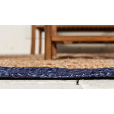 Handmade Round Natural Jute and Cotton Area Rug