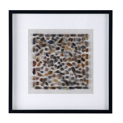 23.5"x23.5" Shokha Agate Shadow Box Brown/Black - A&B Home: Velvet Backed, Modern Wall Art, Glass Framed