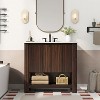 TiramisuBest 30"Antique Bathroom Vanity with Ceramic Sink,Mid-Century Modern Cabinet,2 Soft-Close Doors,Large Storage,Retro Freestanding,Brown - 2 of 4