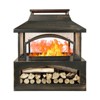 37" Outdoor Wood Burning Fireplace, Metal Chiminea Fire Pit with Log Grate and Poker, Outdoor Chimney Fireplace for Garden Yard Patio - 2 of 4