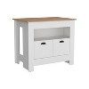 Okak Minimalism Kitchen Island with Ample Storage, Kitchen Island Table with 2 Doors and 3 Shelves, Countertop Organizer for Dining Room - 4 of 4