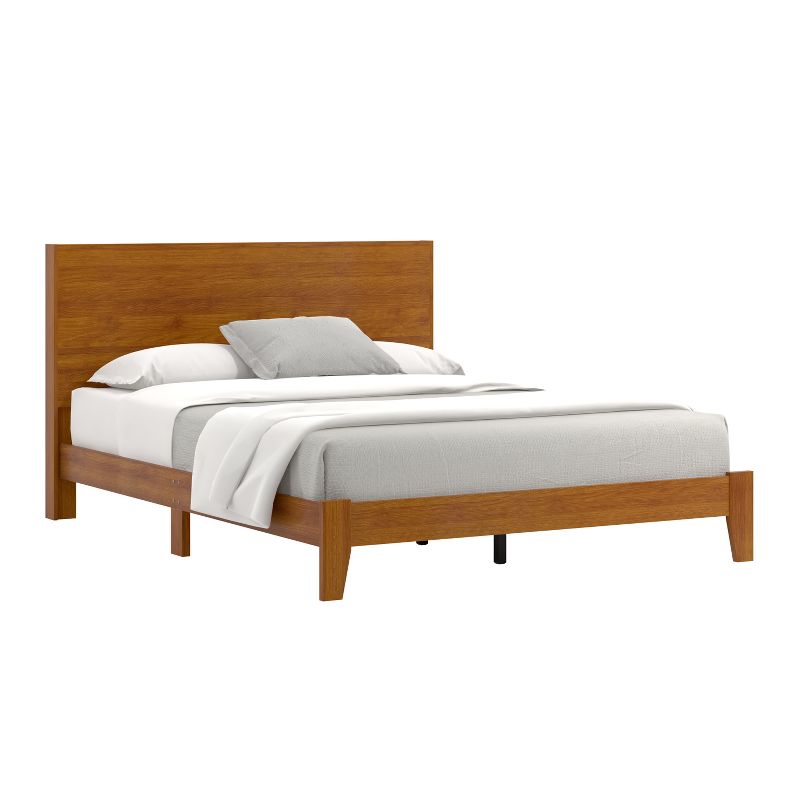 Galano Layton Amber Walnut Red Wood Frame Queen Platform Bed with Headboard, 6 of 15