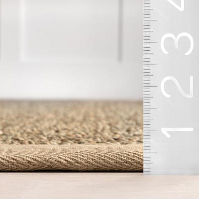 Beige Cotton Bordered Seagrass Runner Rug, 2' 6" x 6'