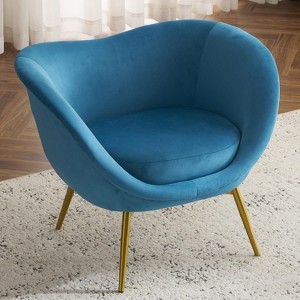 Modern Accent Chair for Living Room, Lounge Chair for Bedroom with Gold Metal Legs, Vanity Chair for Makeup Room-Christopher Knight Home - 1 of 4