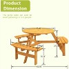 Round Wooden Picnic Table, 6 Person Outdoor Picnic Table with Benches, Umbrella Hole, 1720Lb Capacity, Outdoor - 2 of 4