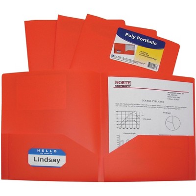 C-Line Poly Portfolio Folders, Letter, 2-Pocket, Orange, pk of 25