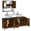 vidaXL 3-Piece Bathroom Set - Washroom Mirror Cabinet, Sink Cabinet Duo in Smoked Oak, Engineered Wood, Contemporary Wall-Mount Design - 4 of 4