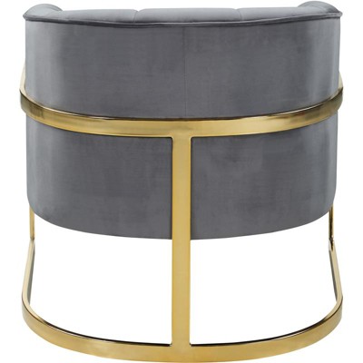Carter Modern Grey Velvet Accent Chair with Gold Stainless Base