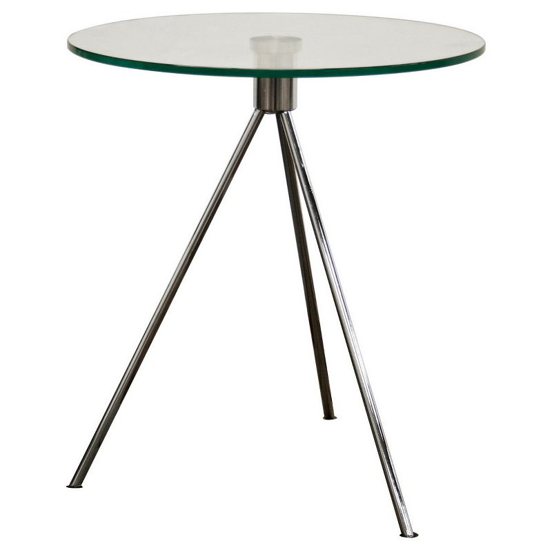 Triplet Round Glass Top End Table with Tripod Base - Baxton Studio, 1 of 5