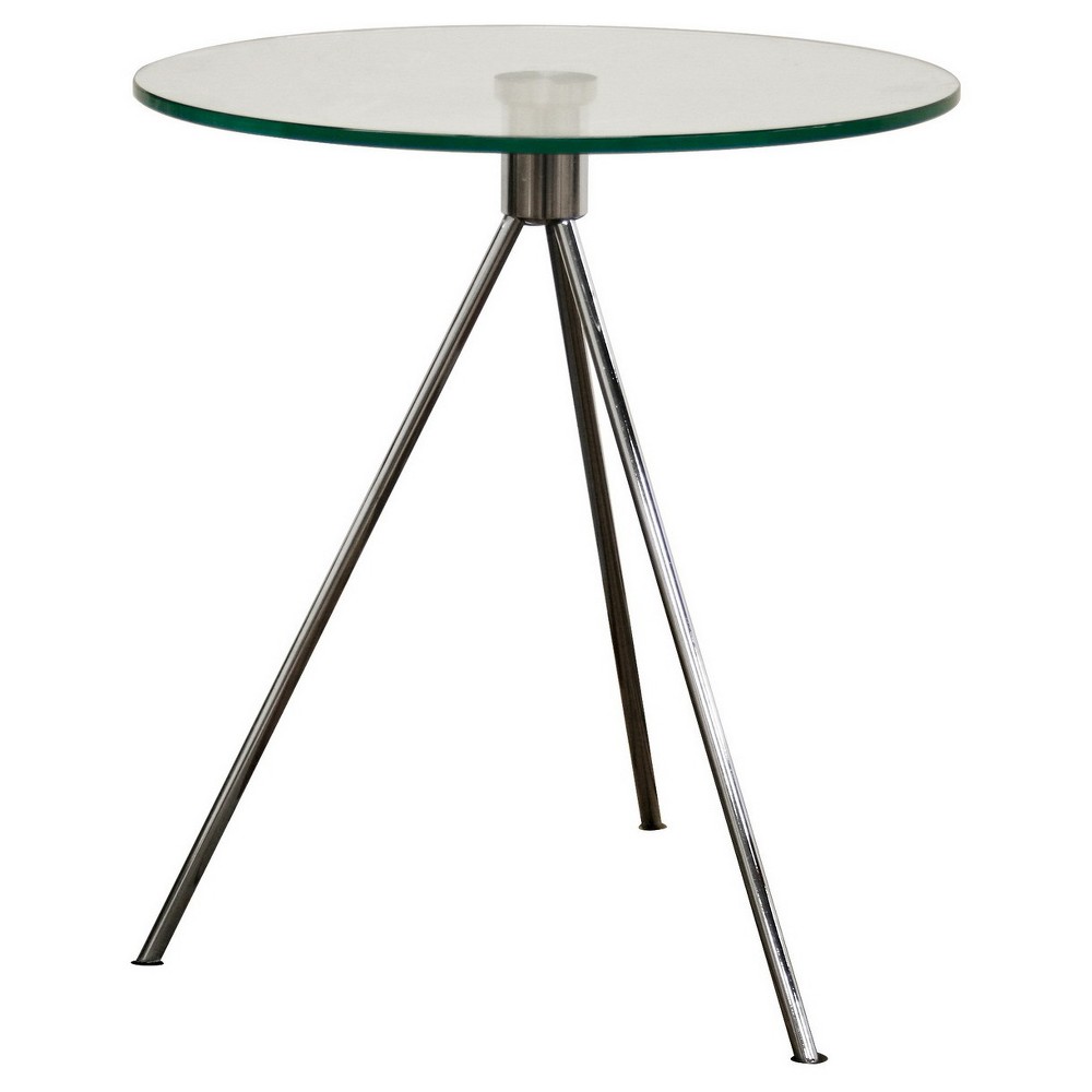 Photos - Coffee Table Triplet Round Glass Top End Table with Tripod Base - Baxton Studio