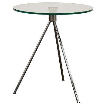 Triplet Round Glass Top End Table with Tripod Base - Baxton Studio