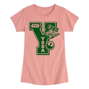 Girls' - Star Wars - Yoda Letterman Fitted Short Sleeve Graphic T-Shirt - 1 of 4