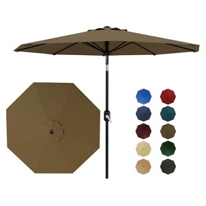 Patio Umbrella 9ft, Table Umbrella Outdoor Patio UV Protection with Crank Lift & Push Button Tilt, 8 Sturdy Ribs for Yard, Deck, Pool - 1 of 4