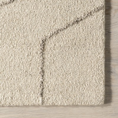 Handmade Cream Abstract Wool Tufted Rectangular Rug, 4' x 6'