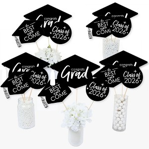 Big Dot of Happiness Black and White 2026 Graduation Party Centerpiece Sticks - Table Toppers - Set of 15 - 1 of 4