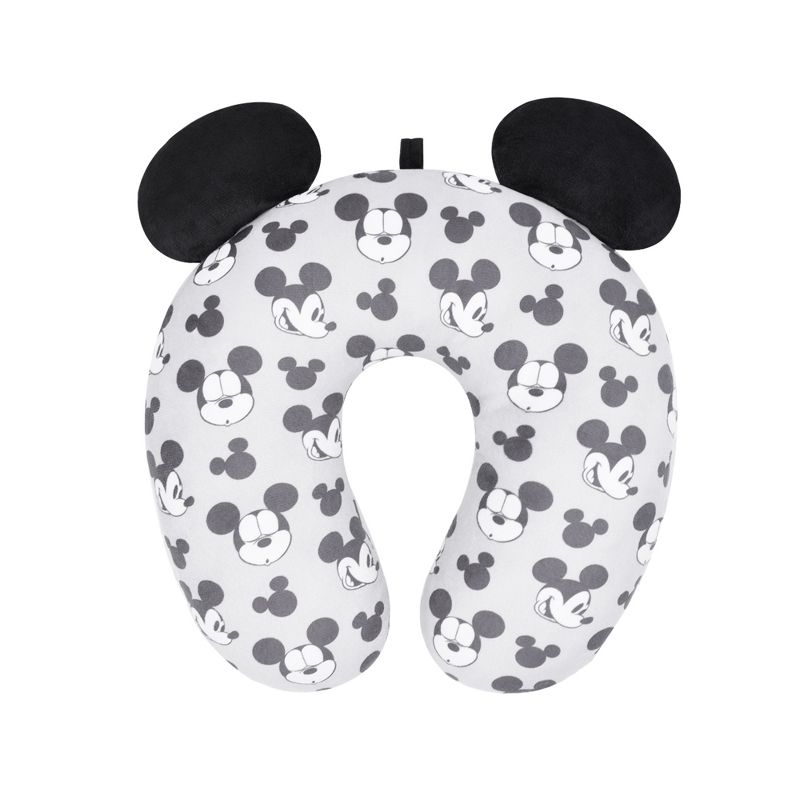 Ful Disney Mickey Mouse Faces and Icons Portable Travel Neck Pillow, Grey, 1 of 3