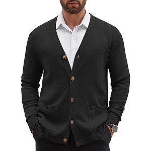 COOFANDY Men's Cardigan Sweater Long Sleeve Casual V Neck Button Down Knitted Sweater with Pockets - 1 of 4