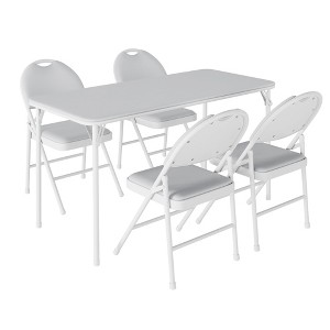 5-Piece Folding Table and Chairs Set, Portable Folding Table and Chairs Set of 5 with Metal Legs and Thicken Padded Cushion,for Dining Room,Camping - 1 of 4
