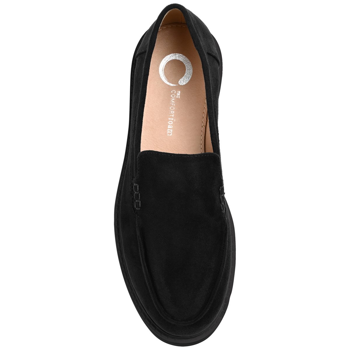 Женские туфли Journee Collection Women's Erika Medium and Wide Width Loafer Almond Toe Slip On Flats Black 7 — фото 4