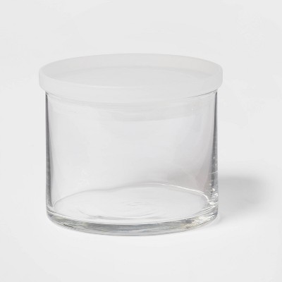 Clear Clear Glass Candle Jars w/ Glass Flat Pressed Lids