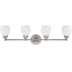 Sunset Lighting 4-Light Olen Vanity Opal Glass in Bright Satin Nickel Finish - 1 of 4