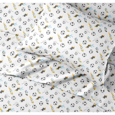 Kids Full Soccer Print Microfiber Sheet Set