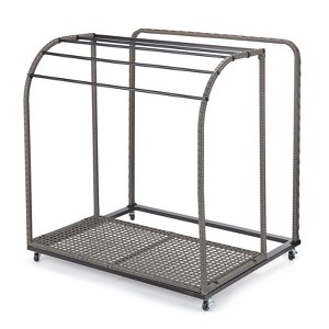 Portable Pool Towel Rack with Wheels, 6 Bars & Open Shelf, Waterproof Rust-Resistant Mobile Towel Holder, Heavy Duty Steel Blanket Stand - 1 of 4