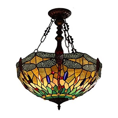 Chloe Lighting Empress Tiffany-Style Blackish Bronze 3 Light Hanging Pendant 18" Wide