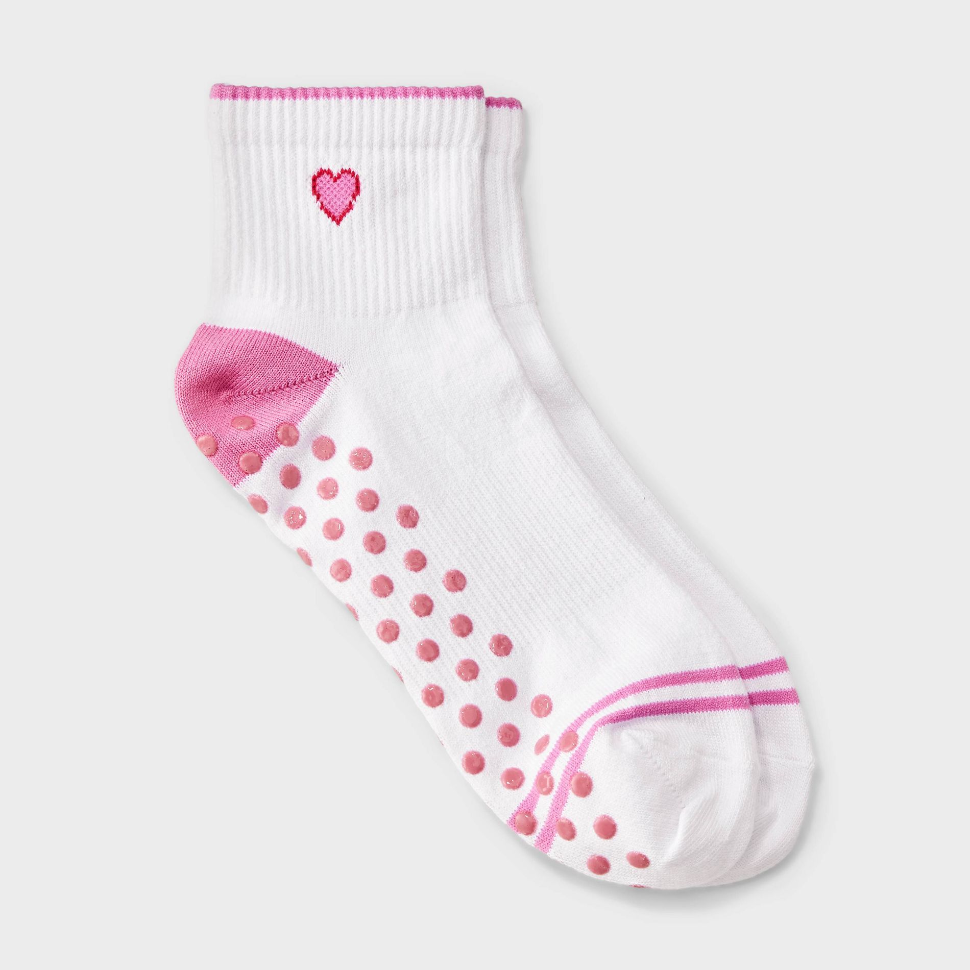 Women's Heart Icon Pilates Ankle Grip Socks - JoyLab Pink 4-10