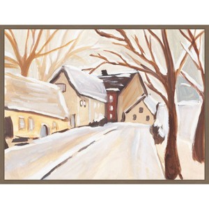 30"x23" Amanti Art Snowy Street I by Annie Warren Framed Canvas Wall Art - 1 of 4